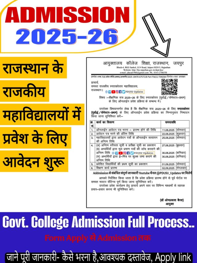 Govt College PG ADMISSION 2025 | Apply Now